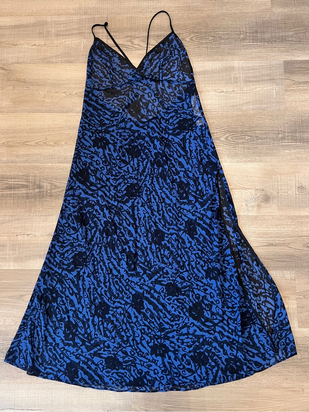 Vintage Victoria’s Secret Collection Sheer Black & Blue Floral Long Nightgown